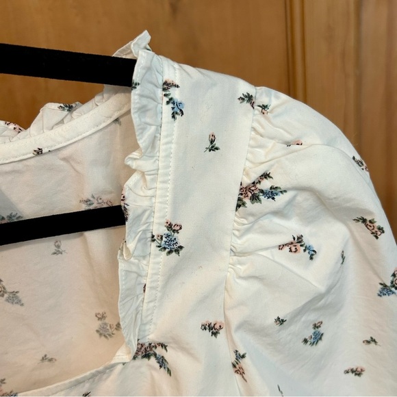 Levi's Women’s Cropped Cotton White Floral Button Top Sz XL - Picture 4 of 7